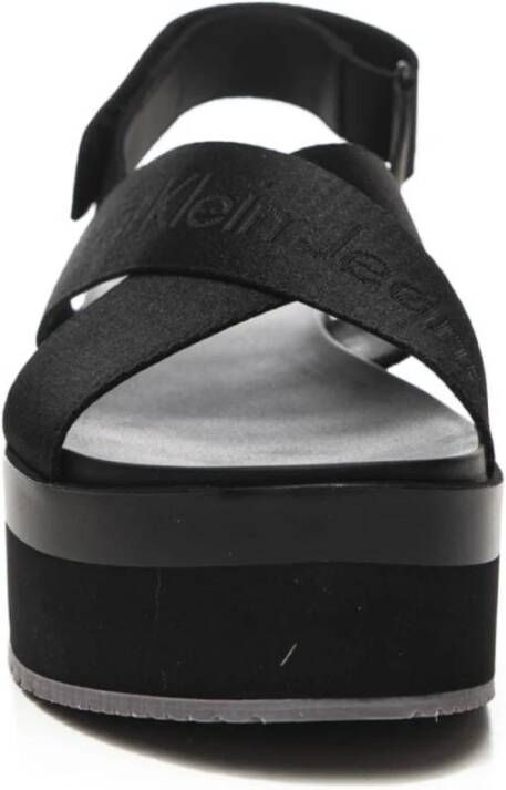 Calvin Klein Zwarte Flatform Sling Sandaal Black Dames
