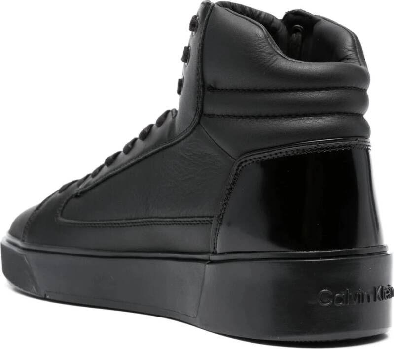 Calvin Klein Zwarte High Top Veterschoenen Black Heren