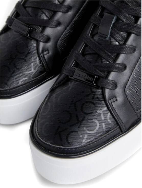 Calvin Klein Zwarte Lace-Up Flatform Sneakers Black Dames