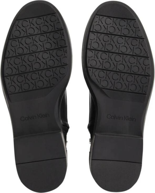 Calvin Klein Zwarte leren combat boots met rubberen zool