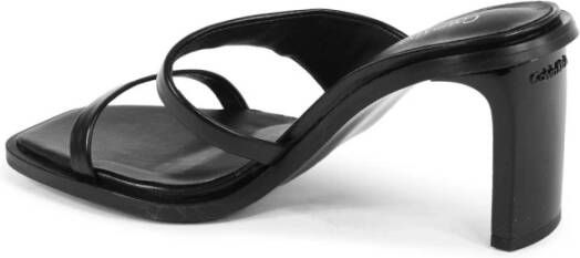 Calvin Klein Zwarte Leren Hakken Sandalen
