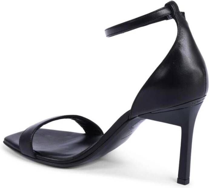 Calvin Klein Zwarte Leren Hoge Hakken Sandalen