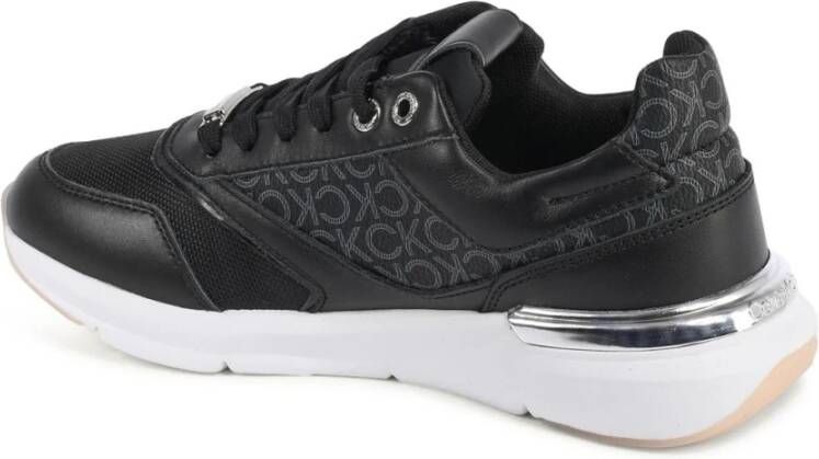 Calvin Klein Zwarte leren lage sneaker