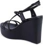 Calvin Klein Zwarte Leren Plateau Sleehak Sandalen - Thumbnail 3