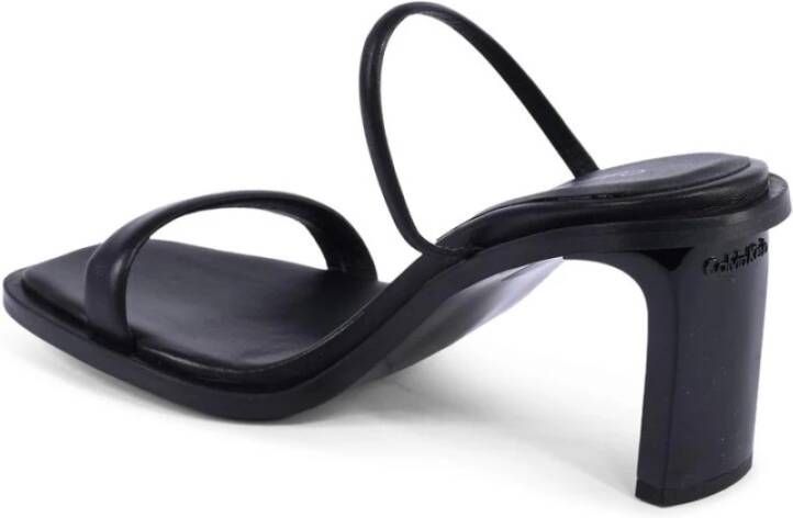 Calvin Klein Zwarte Leren Sandalen Minimalistisch Ontwerp
