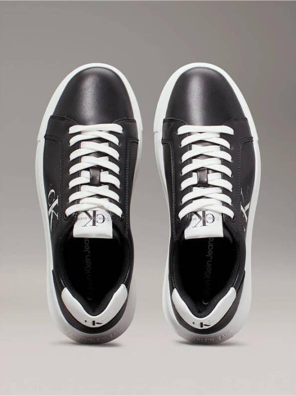 Calvin Klein Zwarte Leren Sneakers Black Dames