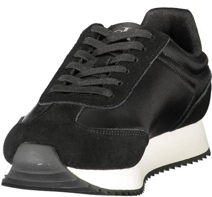Calvin Klein Zwarte Leren Sneakers met Contrasterende Details