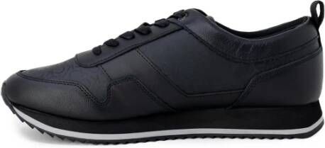 Calvin Klein Zwarte Leren Sneakers met Print Detail Black Heren