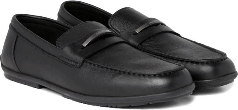 Calvin Klein Zwarte Metalen Bar Loafers Black Heren