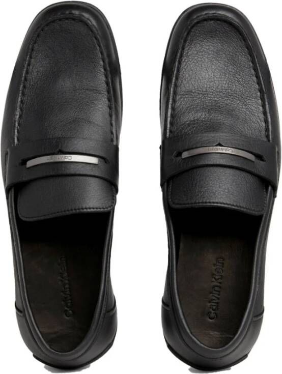Calvin Klein Zwarte Metalen Bar Loafers Black Heren