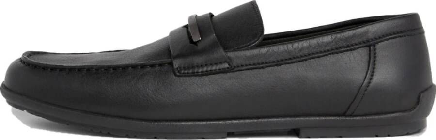 Calvin Klein Zwarte Metalen Bar Loafers Black Heren