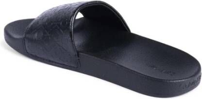 Calvin Klein Zwarte Monogram Slides Casual Schoeisel