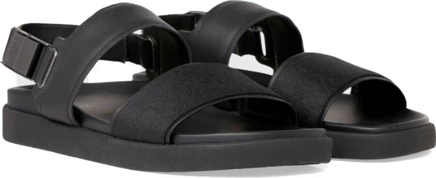 Calvin Klein Zwarte platte sandaal voor mannen Black Heren