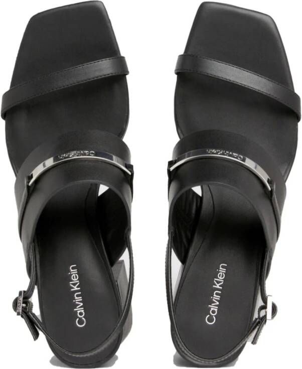 Calvin Klein Zwarte platte sandalen voor vrouwen Black Dames