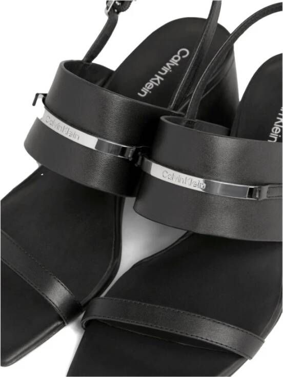 Calvin Klein Zwarte platte sandalen voor vrouwen Black Dames