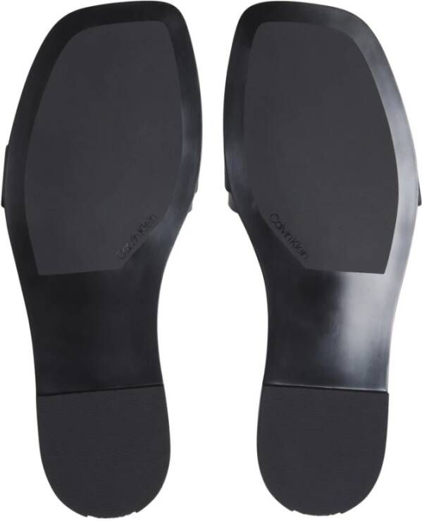 Calvin Klein Zwarte Platte Slide Sandalen Vrouwen