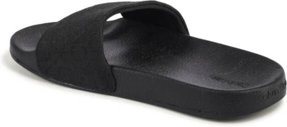 Calvin Klein Zwarte Polyester Slide Sandalen