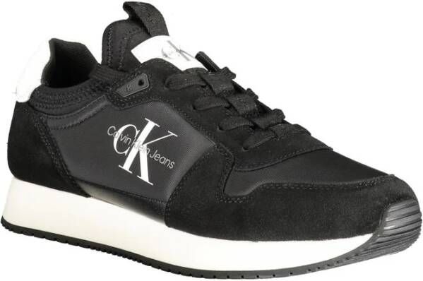 Calvin Klein Zwarte Polyester Sneaker met Contrastdetails Black Heren