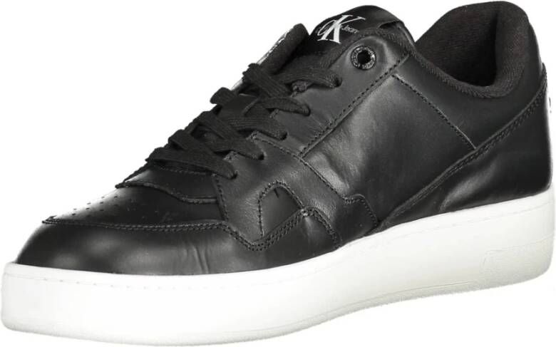 Calvin Klein Zwarte Polyester Sneaker met Contrasterende Details Black Heren