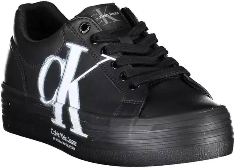 Calvin Klein Zwarte Polyester Sneaker met Contrasterende Details Zwart Dames