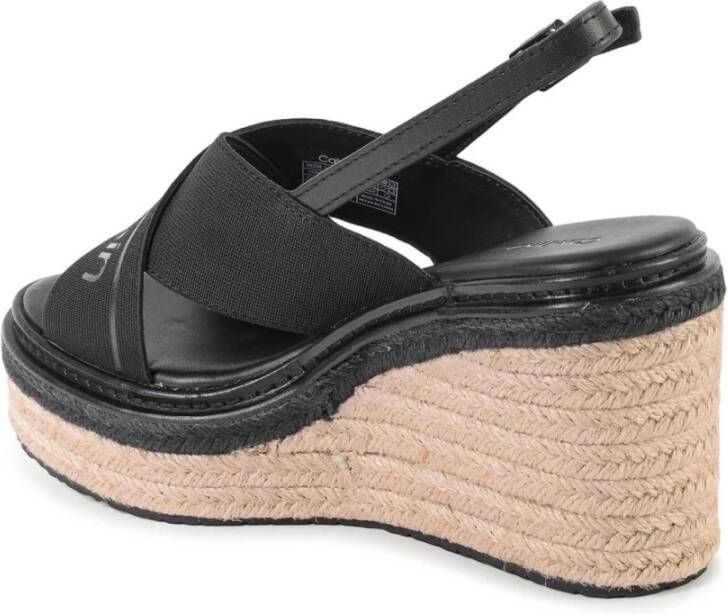 Calvin Klein Zwarte Sleehak Espadrilles Sandalen