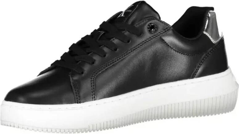 Calvin Klein Zwarte Sneaker van Hoogwaardig Polyester met Contrasterende Details Zwart Dames