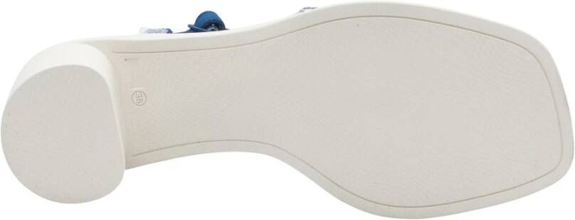 Camper Blauw en wit geruite damessandalen