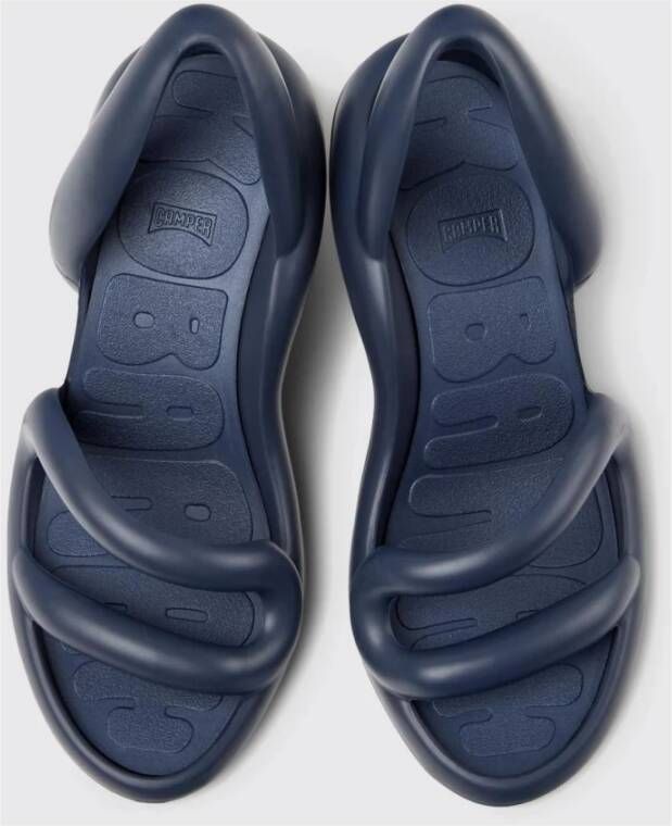 Camper Blauwe Platte Sandalen Beeldhouwkunstig Ontwerp
