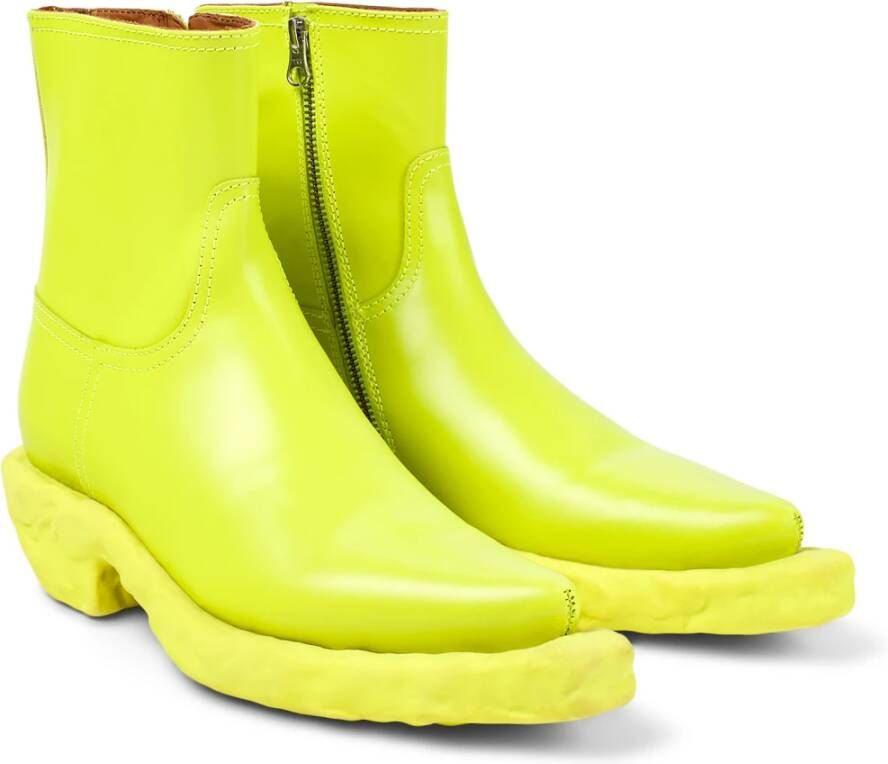 Camper Bordeauxrode Leren Cowboy Enkellaarzen Green Dames