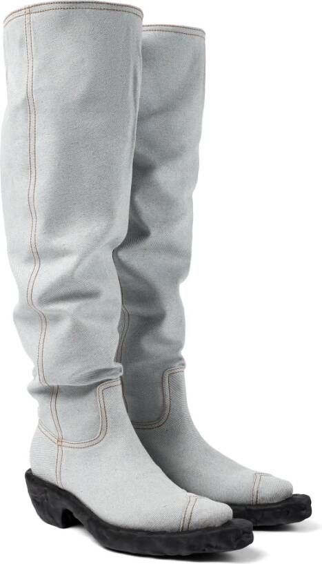 Camper Burgundy Leren Cowboy-Geïnspireerde Laarzen Gray Unisex