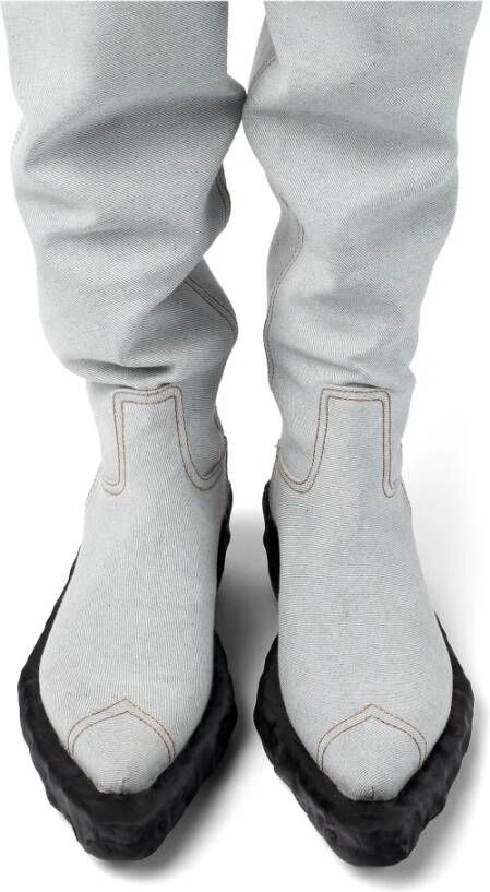 Camper Burgundy Leren Cowboy-Geïnspireerde Laarzen Gray Unisex