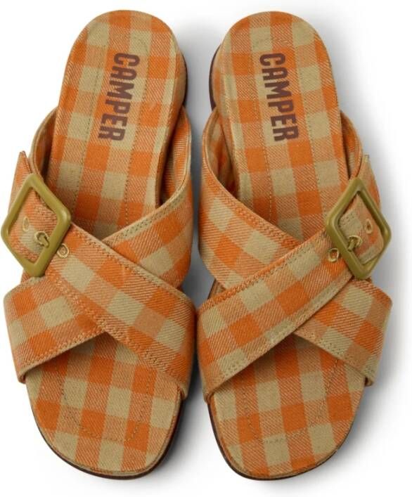 Camper Flat Sandals Oranje Dames