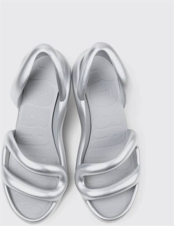 Camper Grijze Leren Sandalen met Gewatteerde Binnenzool