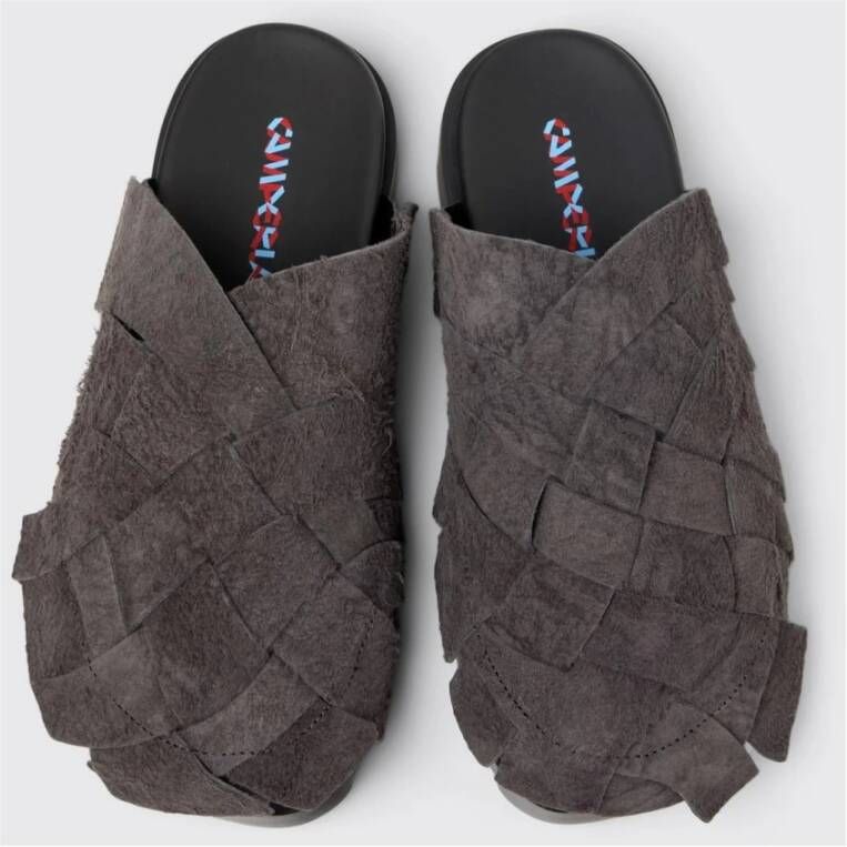 Camper Grijze Leren Slides Sandalen