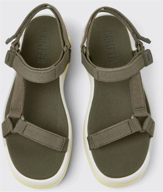 Camper Groene Strappy Leren Sandalen
