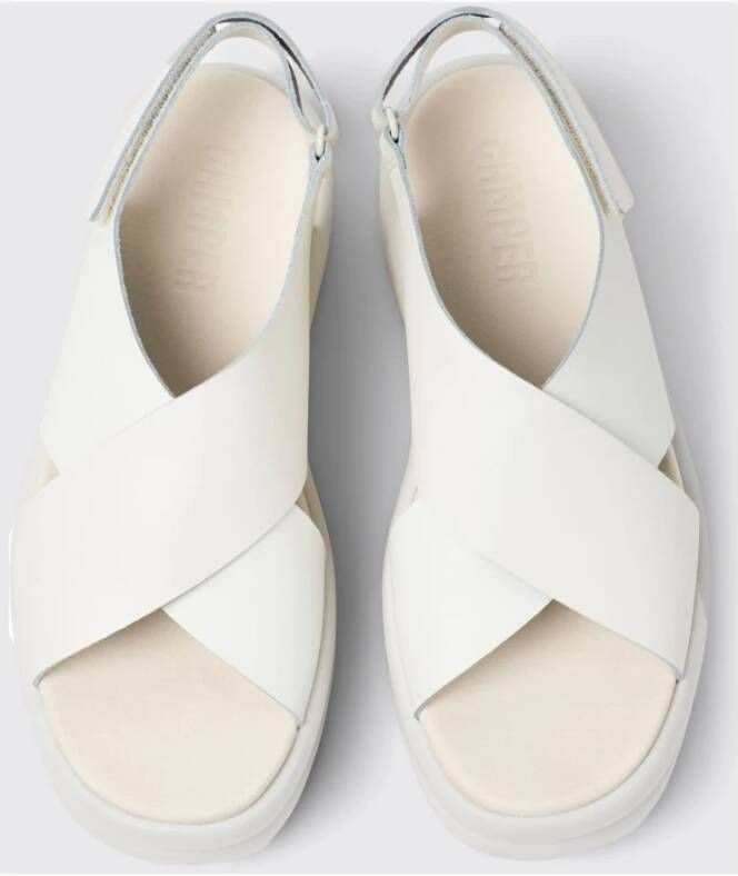 Camper Witte Leren Platte Sandalen