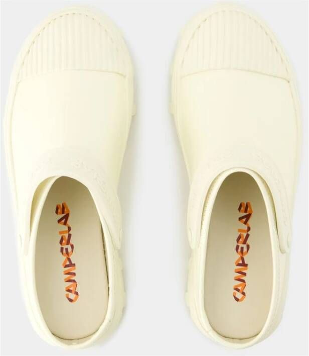 Camper Witte Leren Traktori Slippers