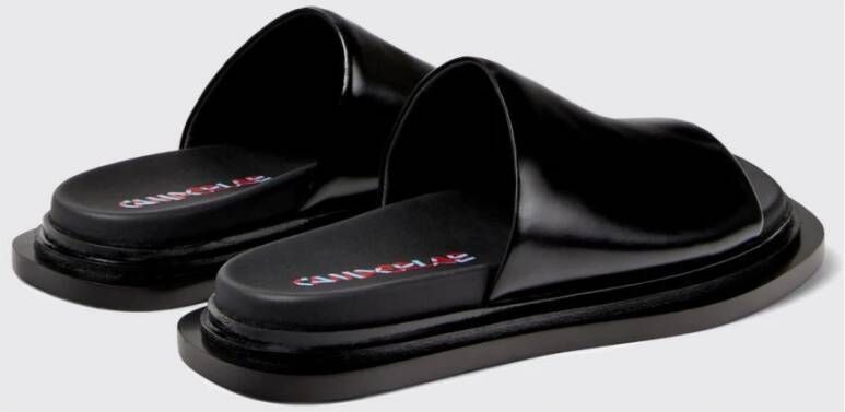 Camper Zwarte Leren Plateau Sandalen