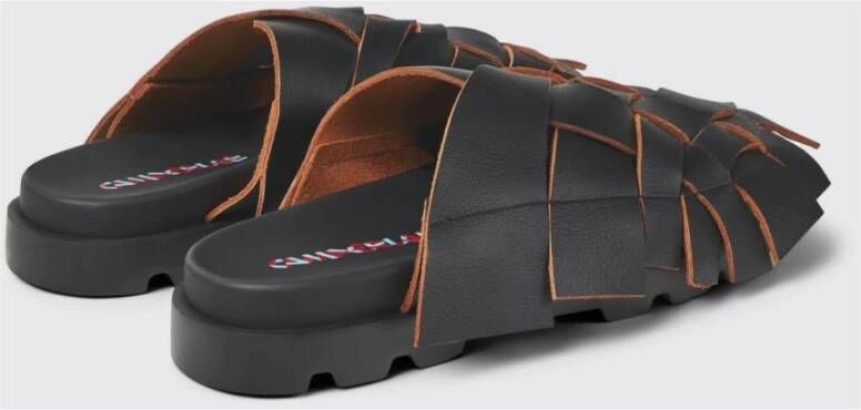 Camper Zwarte Leren Platte Schoenen