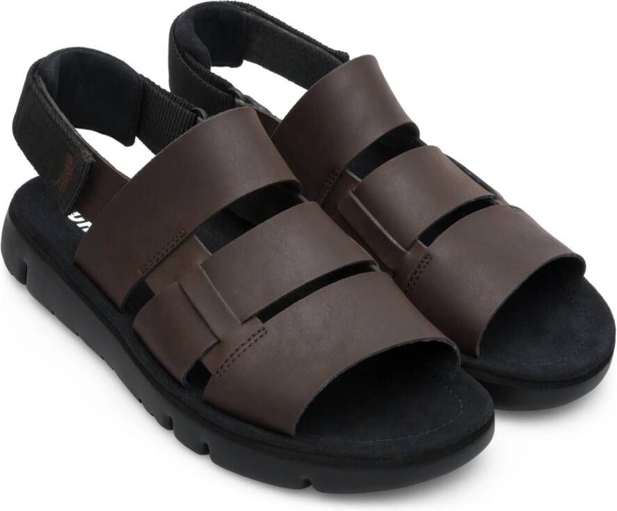 Camper Zwarte Leren Sandalen Brown Heren