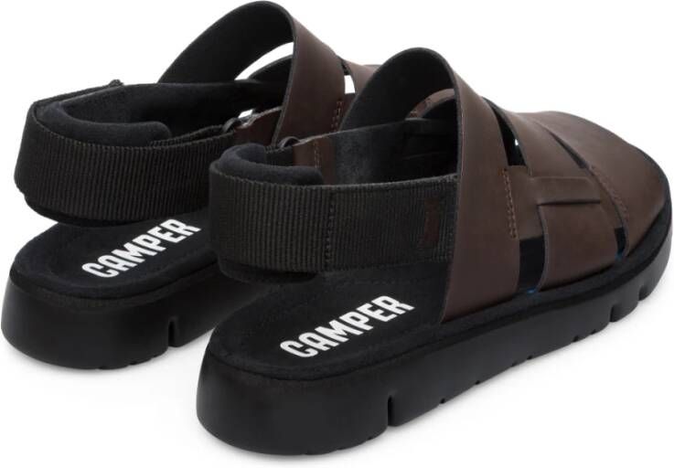 Camper Zwarte Leren Sandalen Brown Heren