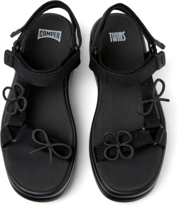 Camper Zwarte Open Teen Platte Schoenen