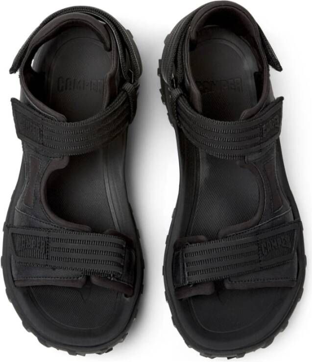 Camper Zwarte platte sandalen voor mannen