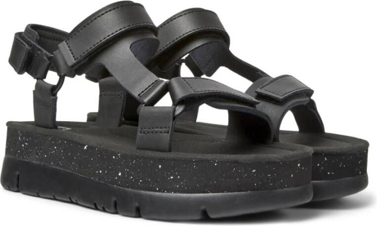 Camper Zwarte platte sandalen voor vrouwen Black Dames