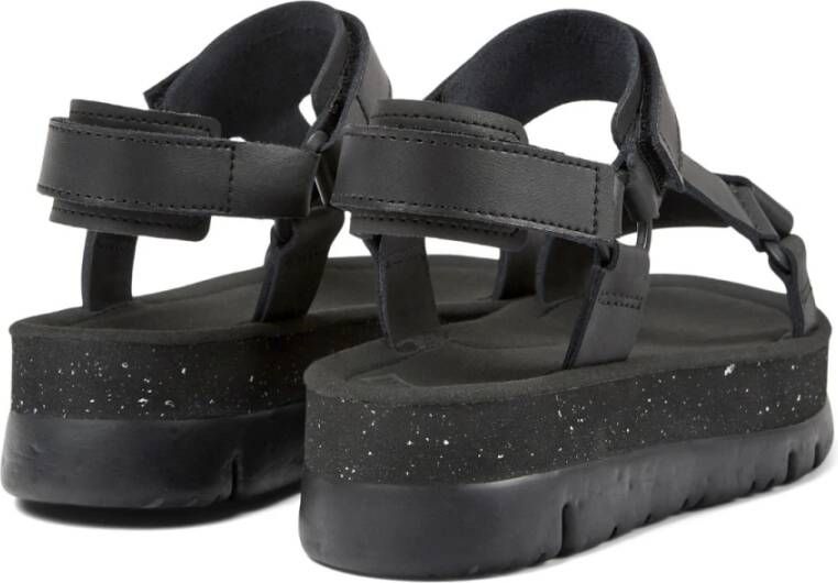 Camper Zwarte platte sandalen voor vrouwen Black Dames