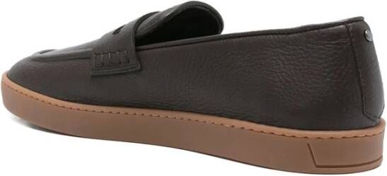 Canali Bruin Leren Penny Strap Instap Schoenen