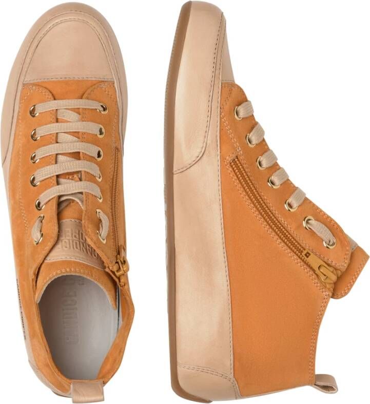 Candice Cooper Buffed leather and suede ankle sneakers MID S Orange Dames
