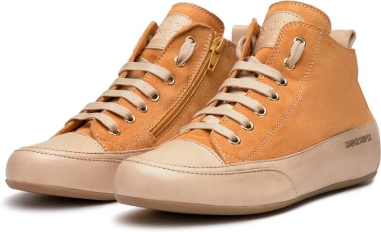 Candice Cooper Buffed leather and suede ankle sneakers MID S Orange Dames