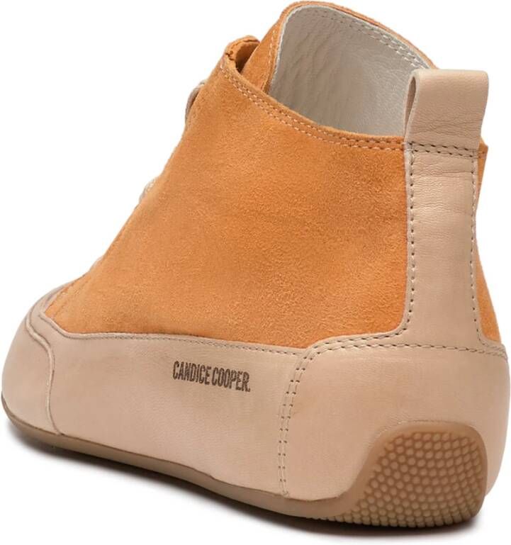Candice Cooper Buffed leather and suede ankle sneakers MID S Orange Dames