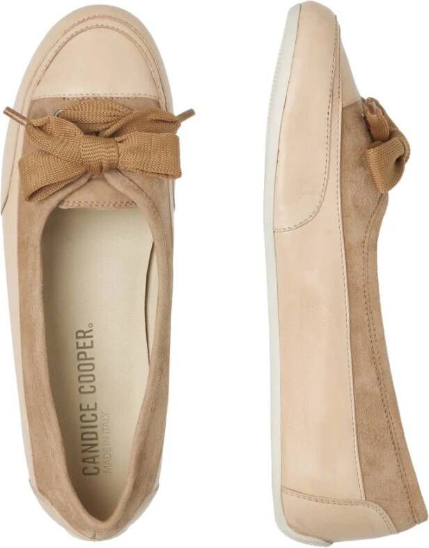 Candice Cooper Buffed leather and suede ballet flats Candy BOW Brown Dames